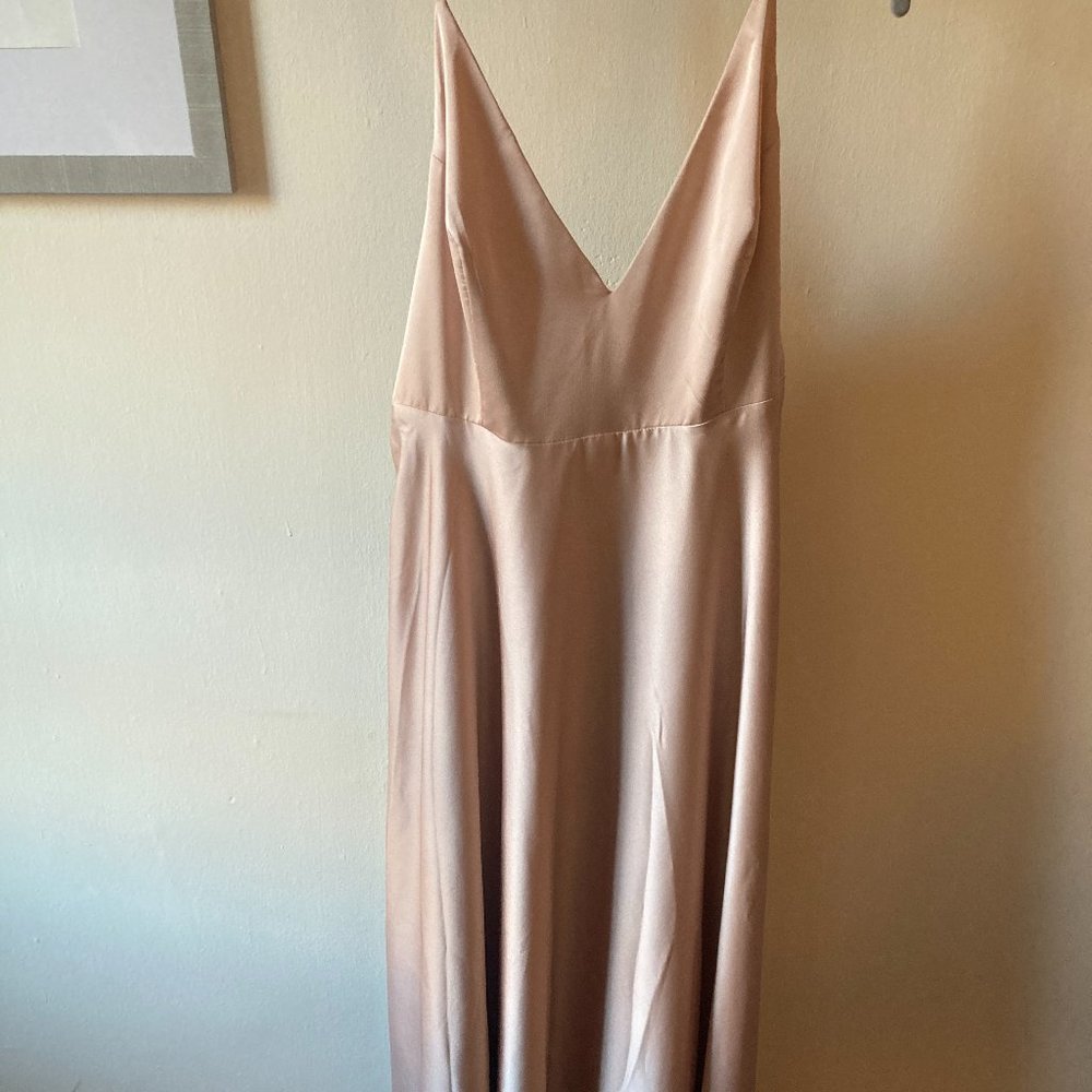 Blush Satin Midi Dress (Women's US 10, Never Worn)